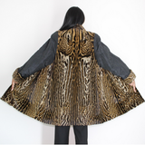 Black wild silk and Ocelot Double-face coat