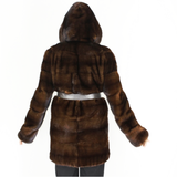 Demi-buff mink jacket with hood