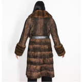 Brown astrakhan coat with brown mink trimming