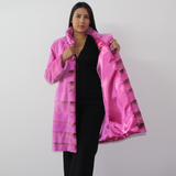 Fuchsia colored shaved mink coat