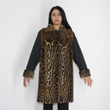 Black wild silk and Ocelot Double-face coat