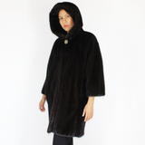 Ranch mink coat with hood