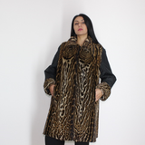 Black wild silk and Ocelot Double-face coat