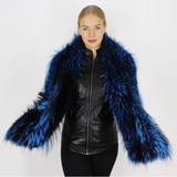 Electric Blue colored silver fox stole/scarf