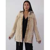 Sand Shaved mink jacket with lynx hood (pat)