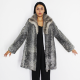 Astrakhan grey jacket with sapphire mink collar