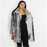 Astrakhan grey coat with sapphire mink collar