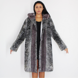Astrakhan grey coat with silver grey mink trimming