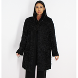 Astrakhan black coat with black mink collar