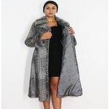 Astrakhan Broadtail grey coat with grey mink trimming