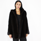 Black mink jacket with hood