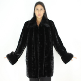 Black mink pat jacket with mink trimming