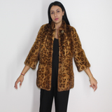 Animal print stamped mink jacket