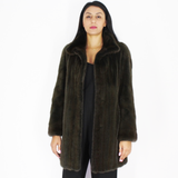 Colored Khaki mink ¾ coat