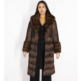 Brown astrakhan coat with brown mink trimming