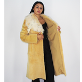  Apricot colored shaved nutria coat with fox collar