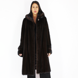 Ranch mink coat with hood