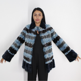 Colored in blue shades mink pieces jacket