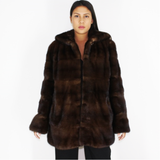 Demi-buff mink jacket with hood