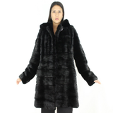 Black mink coat with hood