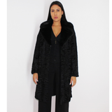 Astrakhan black coat with mink collar