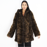 Sable pieces ¾ coat with hood