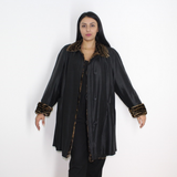 Black wild silk and Ocelot Double-face coat