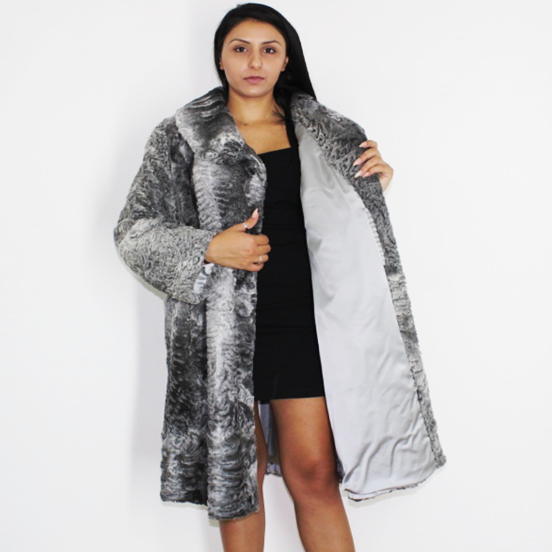 EIKOSIDYO Astrakhan grey coat