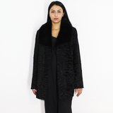 FI Astrakhan black jacket with black mink collar