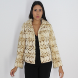 Beige and brown mink pieces jacket