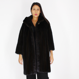 Ranch mink coat with hood