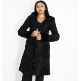 Astrakhan black coat with hood