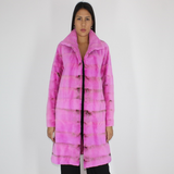 Fuchsia colored shaved mink coat