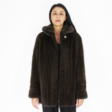 Colored Khaki mink jacket with hood