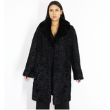 Astrakhan black coat with black mink collar