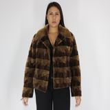 Demi-buff shaved mink pieces jacket