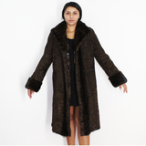 Astrakhan brown coat with brown mink trimming