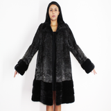 Astrakhan Anthracite coat with mink trimming