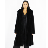 Black shaved mink coat with hood