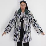 Multi-colored mink ¾ coat