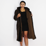 Astrakhan brown coat with brown mink trimming