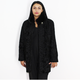 Astrakhan black jacket with mink collar