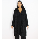 Astrakhan black coat with astronaut hood