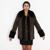 Astrakhan brown jacket with dark brown mink trimming