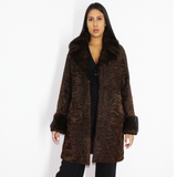 Astrakhan brown coat with brown mink collar