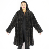 Grey-brown shaved mink pieces coat