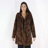 Demi-buff shaved mink pieces ¾ coat
