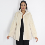 Ivory shaved mink jacket