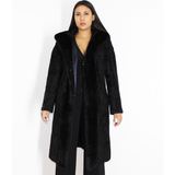 Astrakhan black coat with mink trimming