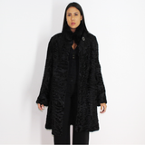 Astrakhan black coat with mink collar